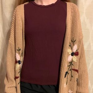 Cardigan w/ Floral Embroidery